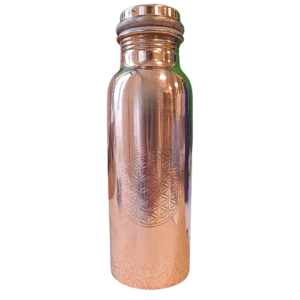 Koperen drinkfles 600 ml met levensbloem
